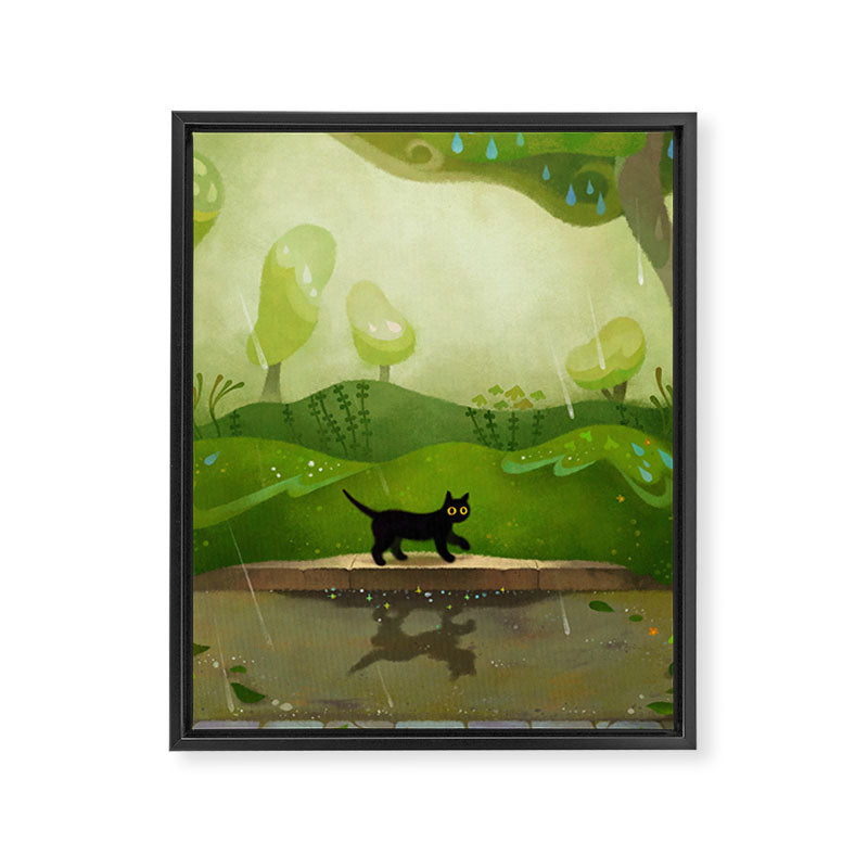 Kitty on a rainy day Framed Canvas Print Gallery Image 8