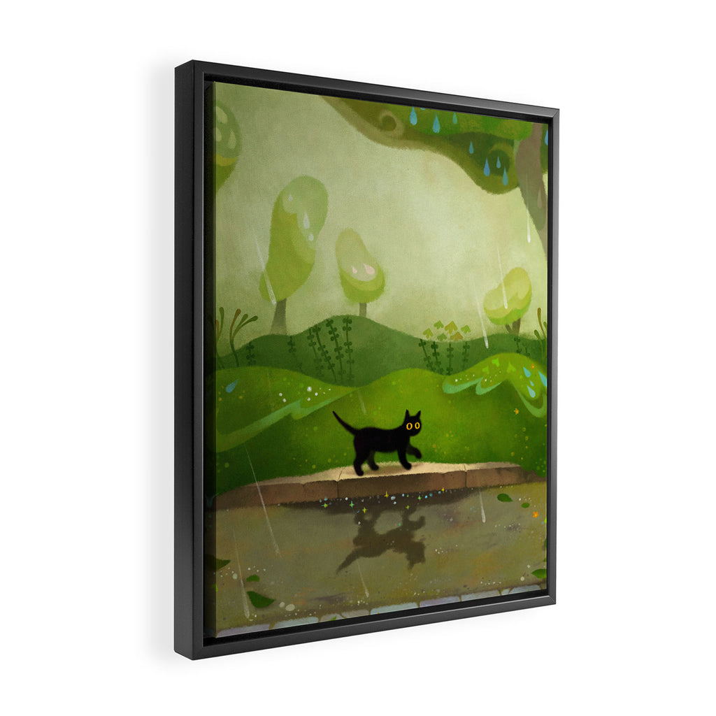 Kitty on a rainy day Framed Canvas Print Gallery Image 2