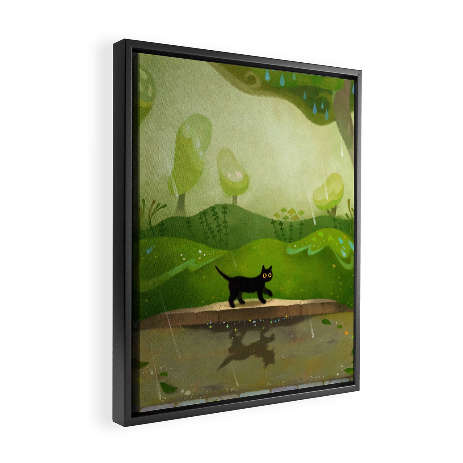 Kitty on a rainy day Framed Canvas Print Gallery Image 2