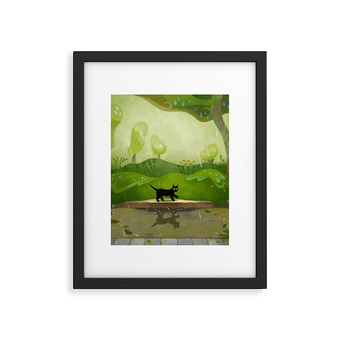 Kitty on a rainy day Framed Art Print Gallery Image 1