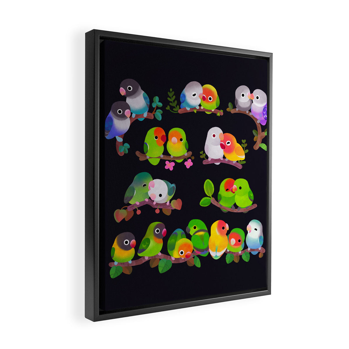 Lovebird - dark Framed Canvas Print Gallery Image 2