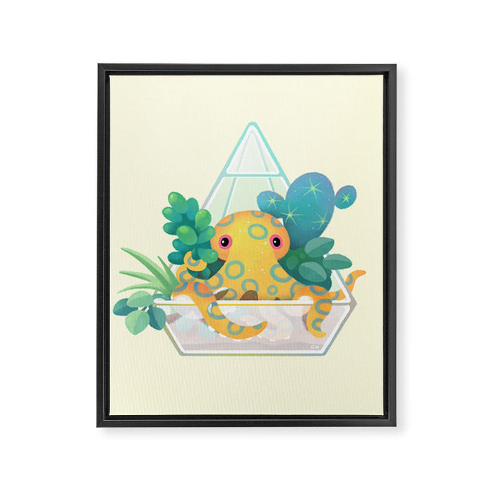 Ocean terrarium - Blue ringed octopus Framed Canvas Print Gallery Image 1