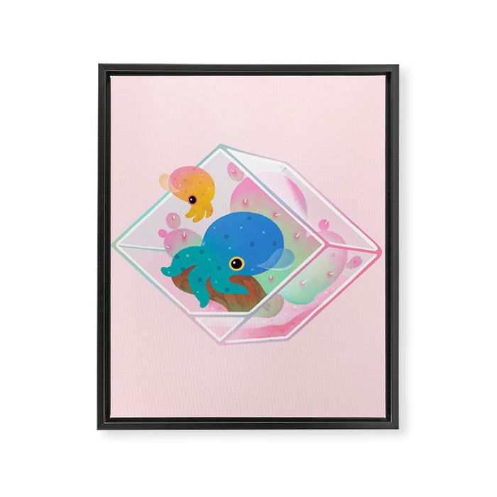 Ocean terrarium - Bobtail squids Framed Canvas Print Gallery Image 1