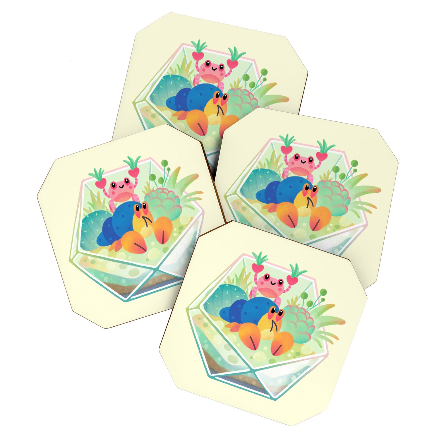 Ocean terrarium - Boxer crab, hermit crab Coaster Gallery Image 1