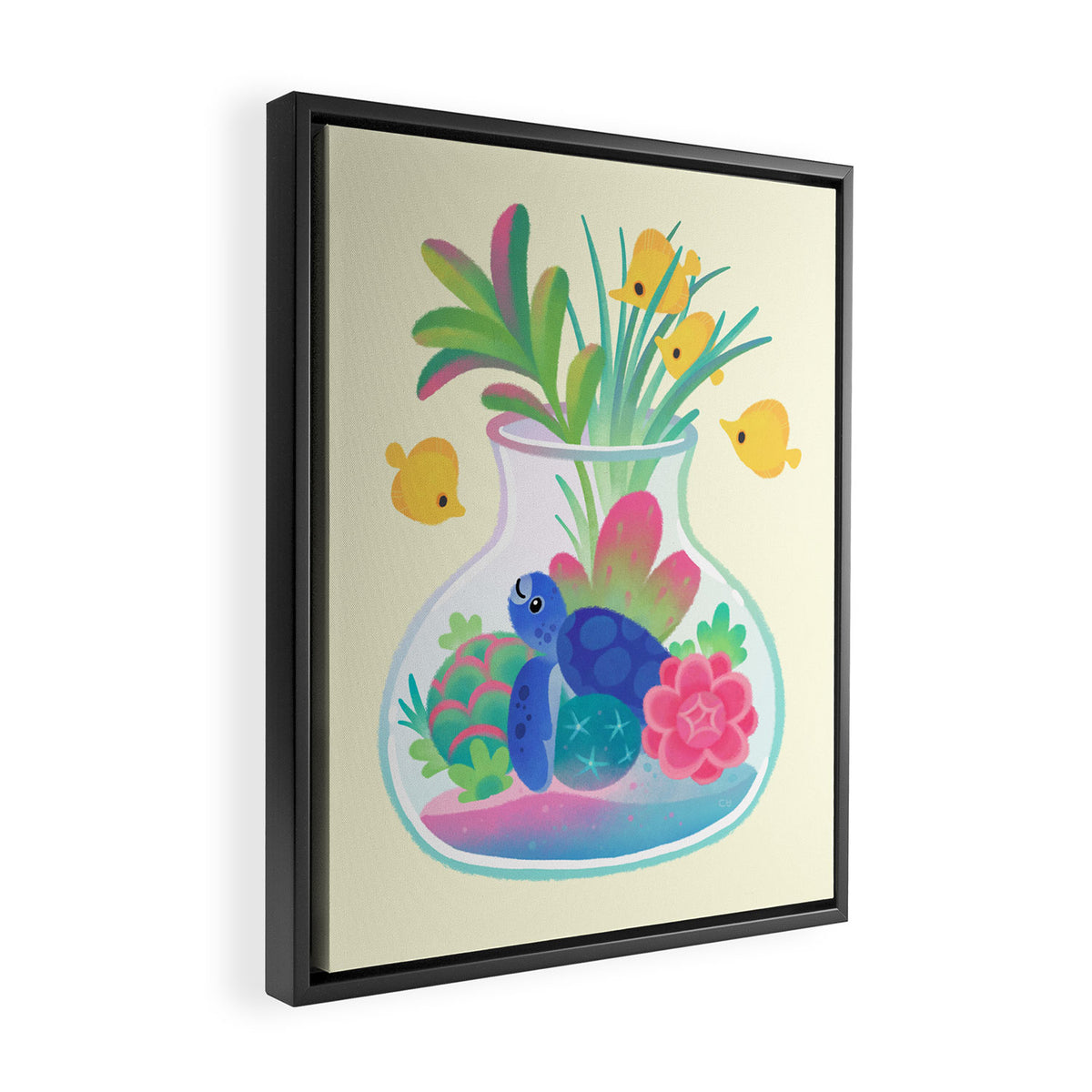 Ocean terrarium - Sea turtle Framed Canvas Print Gallery Image 2