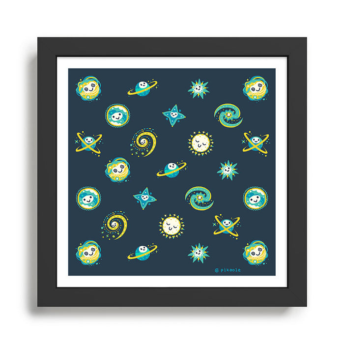 Pastel space pattern - dark Framed Art Print Gallery Image 1