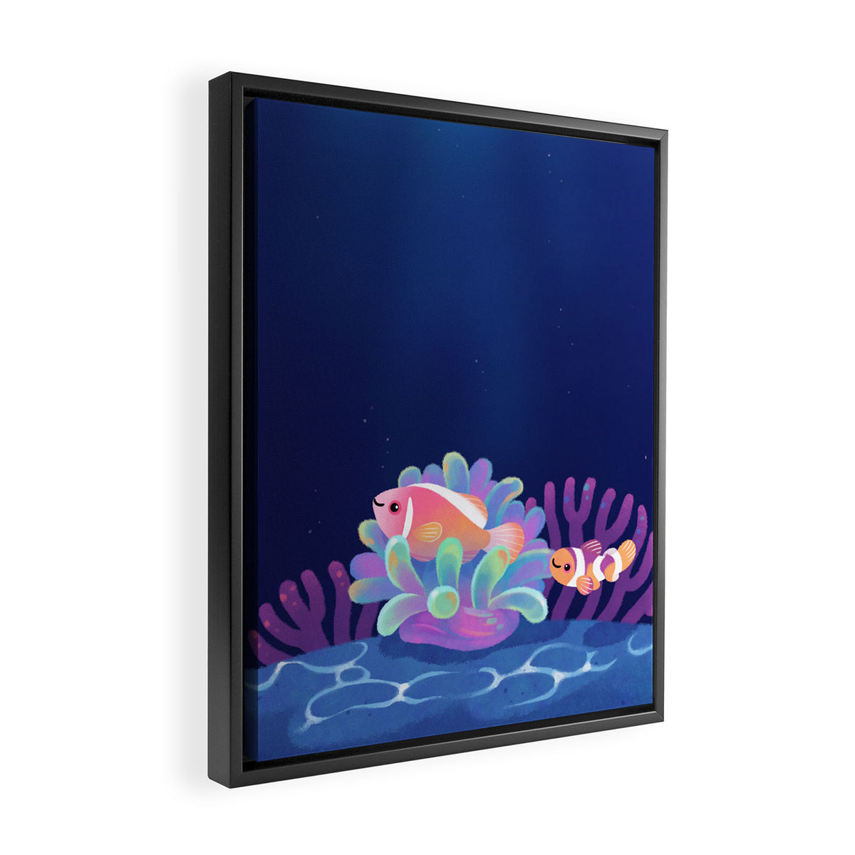 Pink skunk clownfish Framed Canvas Print Gallery Image 2