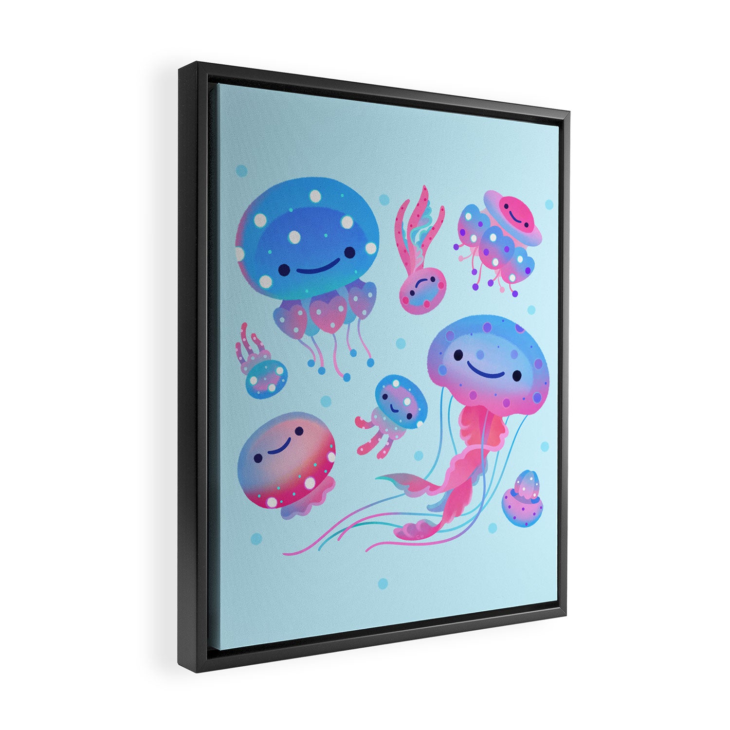 Polka dot jellyfish Framed Canvas Print Gallery Image 2