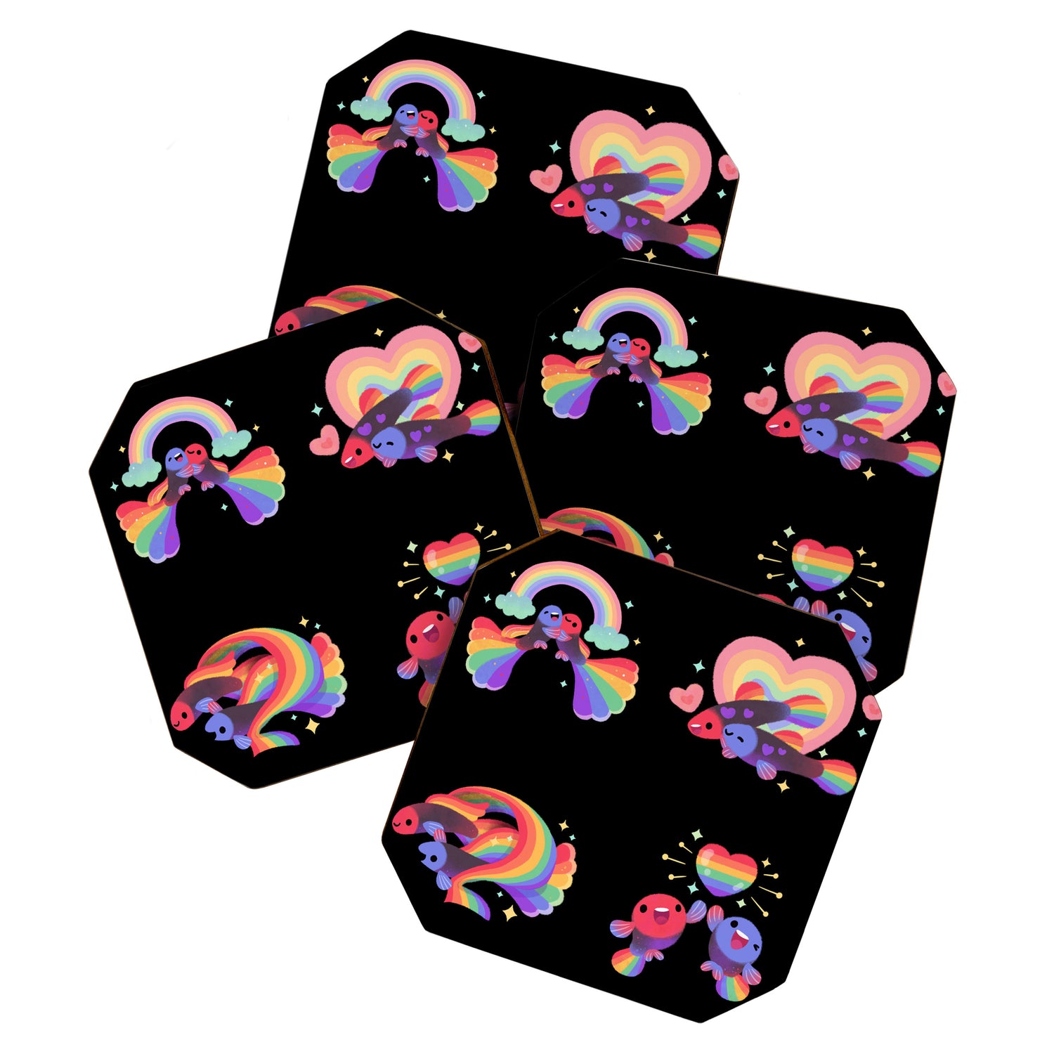 Rainbow guppy 3 Coaster Gallery Image 1