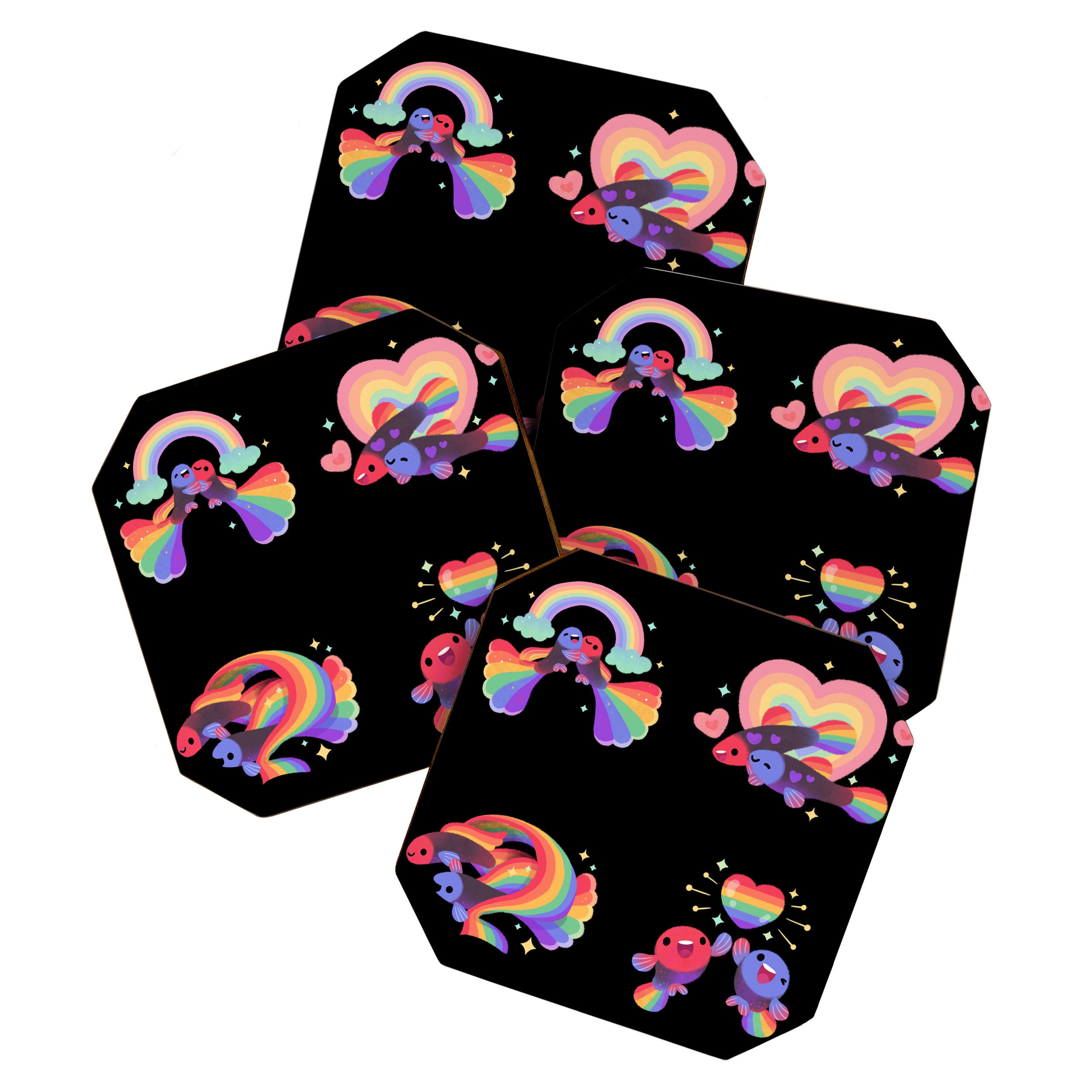 Rainbow guppy 3 Coaster Gallery Image 1