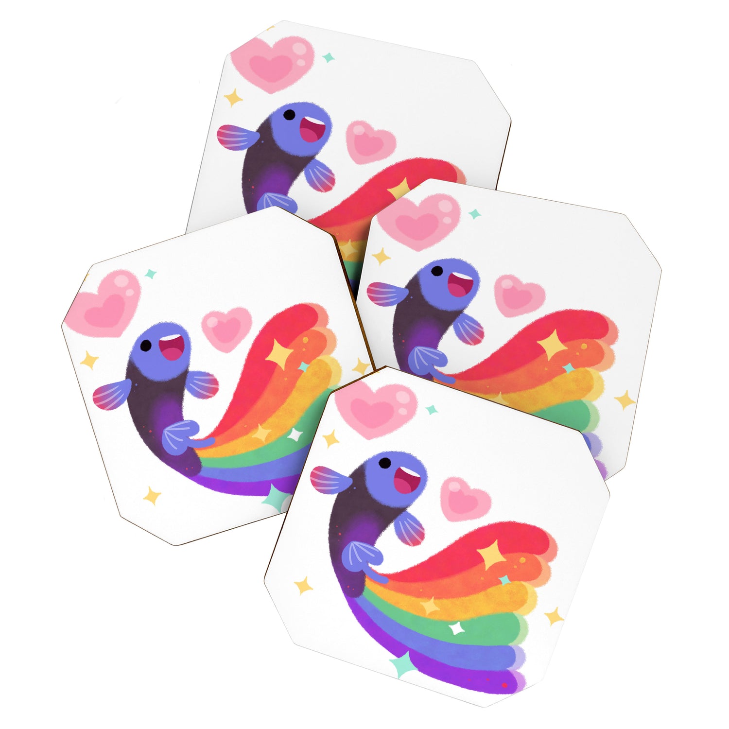 Rainbow guppy 6 Coaster Gallery Image 1