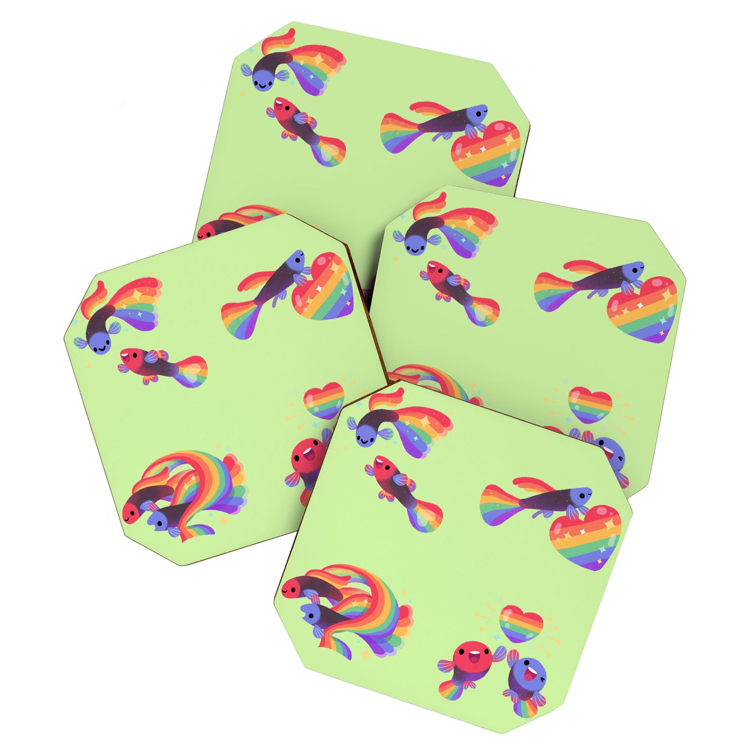Rainbow guppy 7 Coaster Gallery Image 1