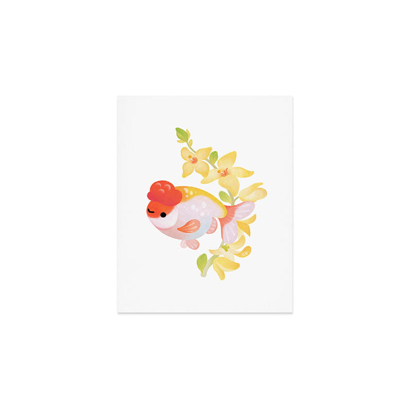Ranchu and Forsythias Art Print Gallery Image 1