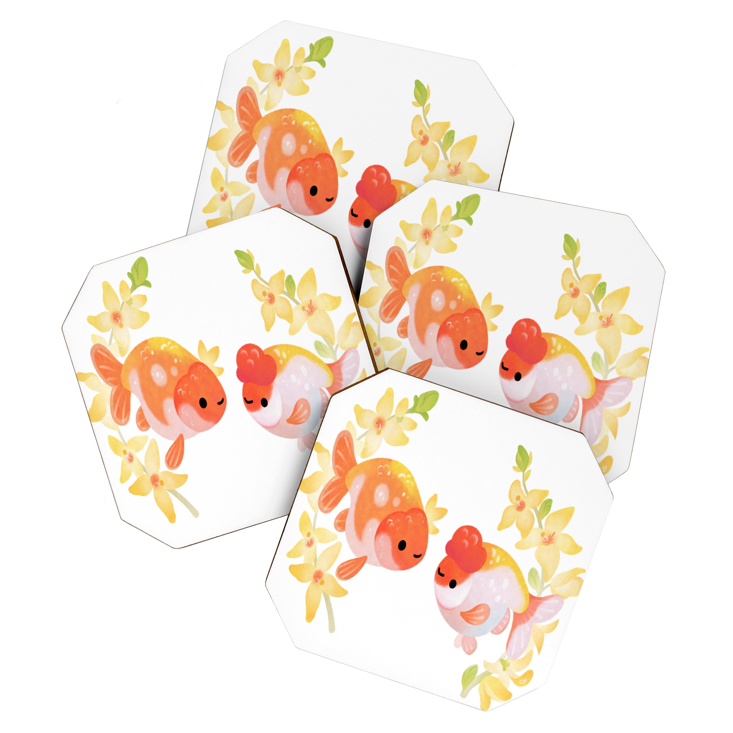 Ranchu and Forsythias Coaster Gallery Image 1
