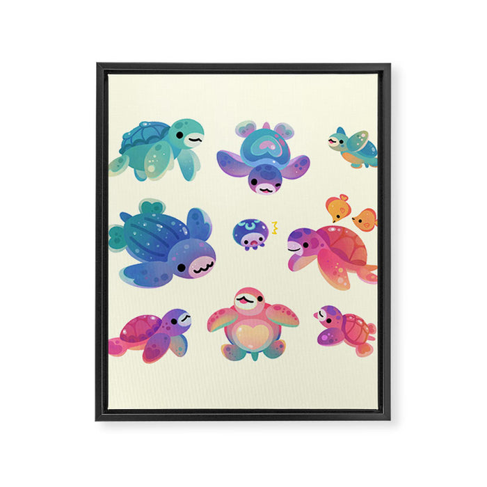 Sea turtle - bright Framed Canvas Print Gallery Image 1