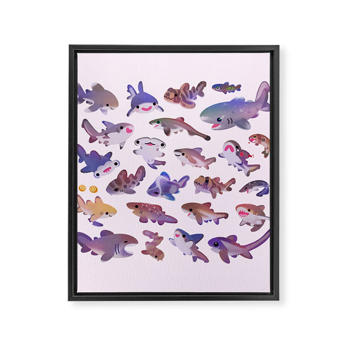 Shark day2 - bright Framed Canvas Print Gallery Image 1