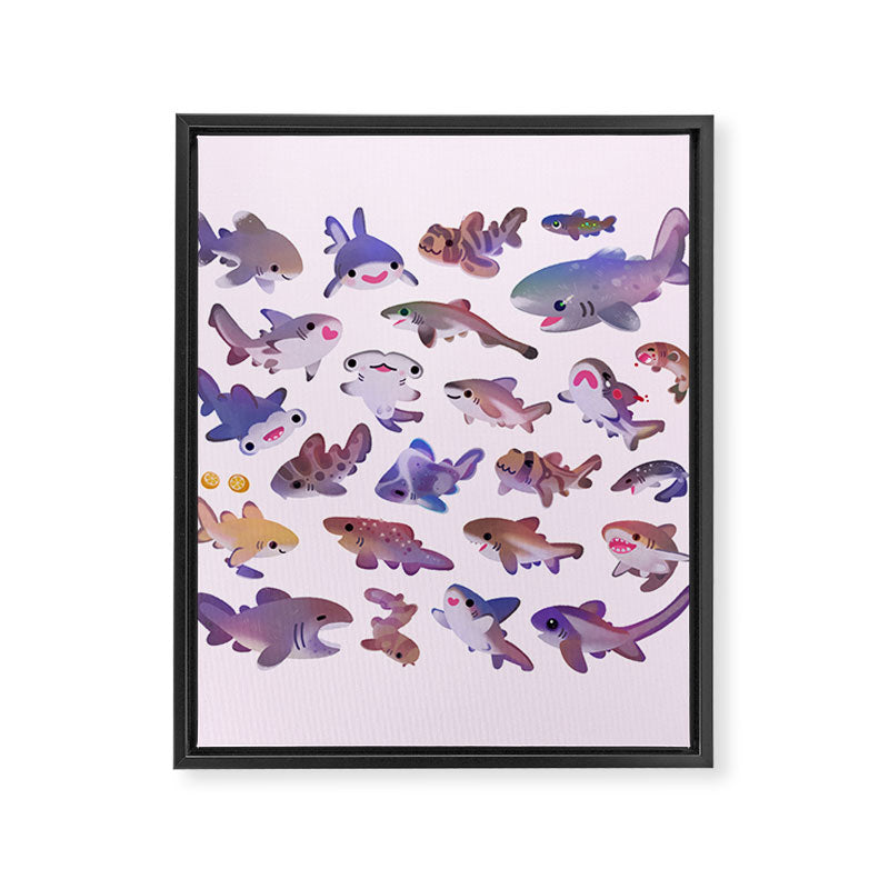 Shark day2 - bright Framed Canvas Print Gallery Image 6
