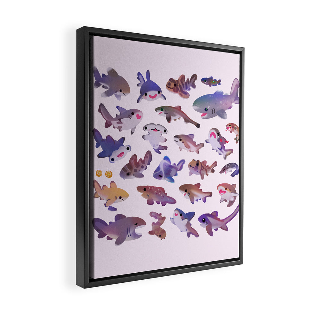 Shark day2 - bright Framed Canvas Print Gallery Image 2