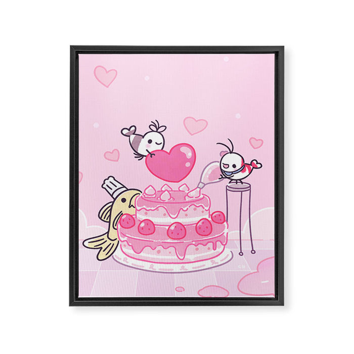 Shy Shrimp - Birthday Cake Framed Canvas Print Gallery Image 1