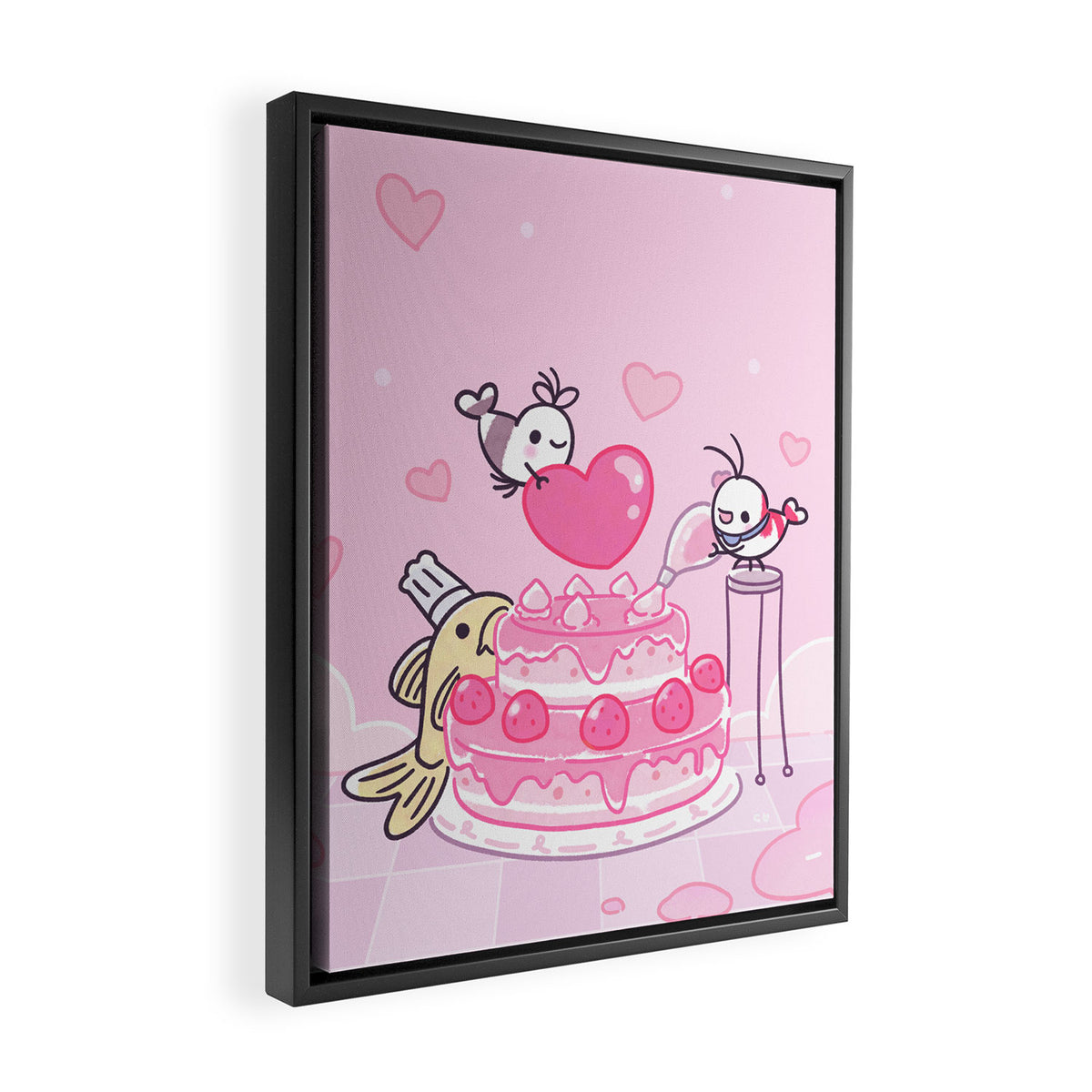 Shy Shrimp - Birthday Cake Framed Canvas Print Gallery Image 2