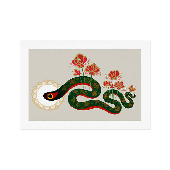 Snake and flowers Art Print Gallery Image 1