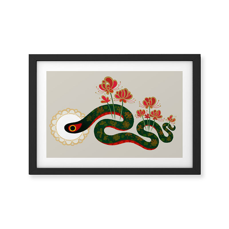 Snake and flowers Framed Art Print Gallery Image 2