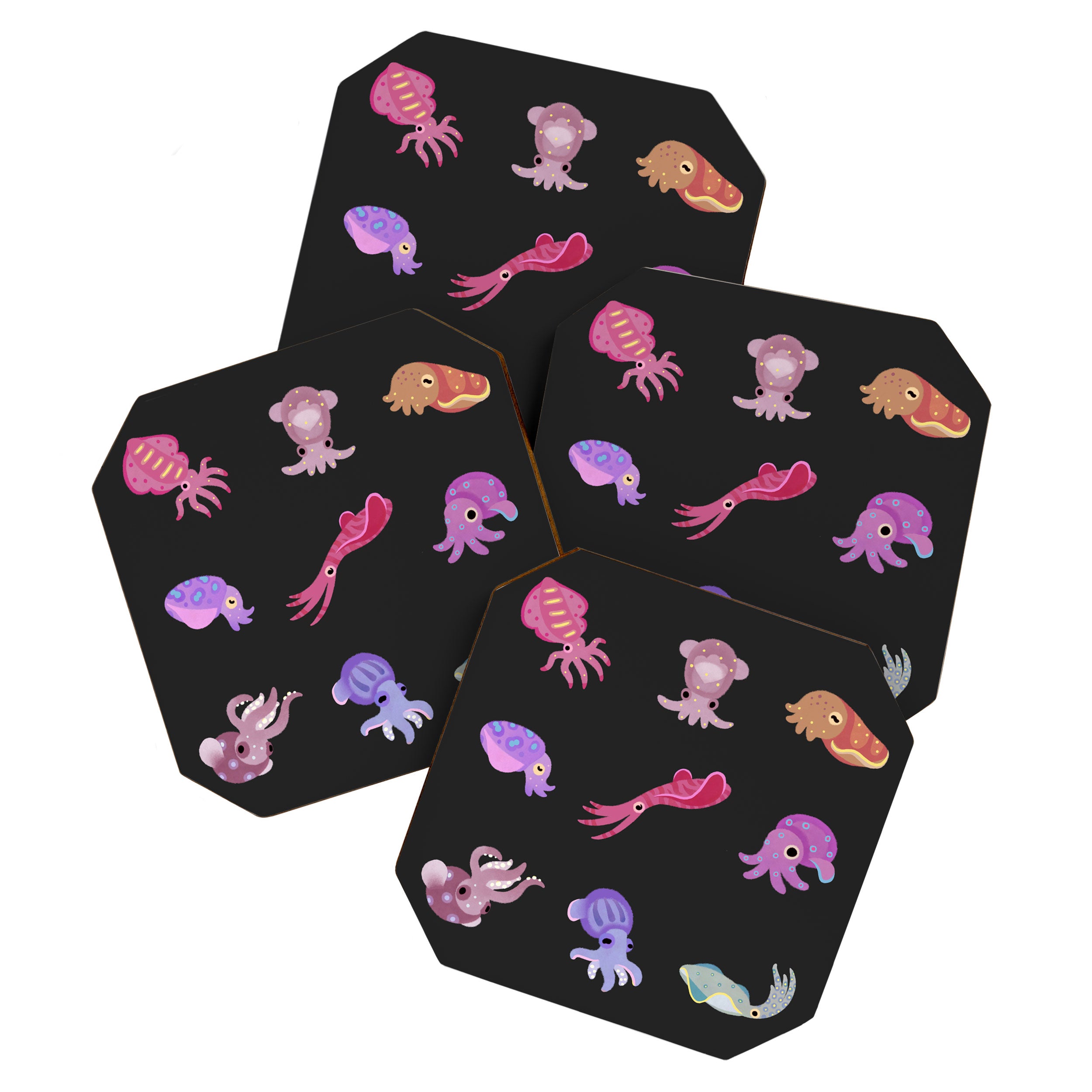 Squids - black Coaster Gallery Image 1