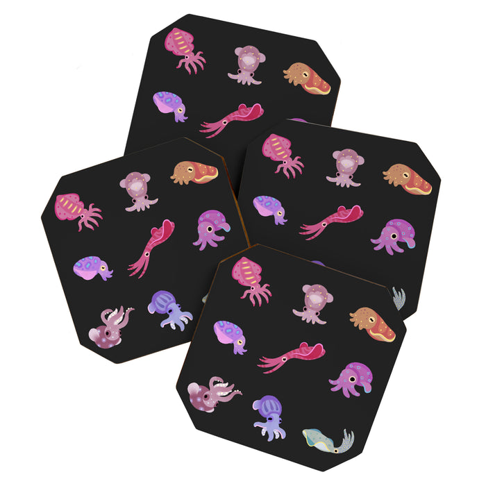 Squids - black Coaster Gallery Image 1