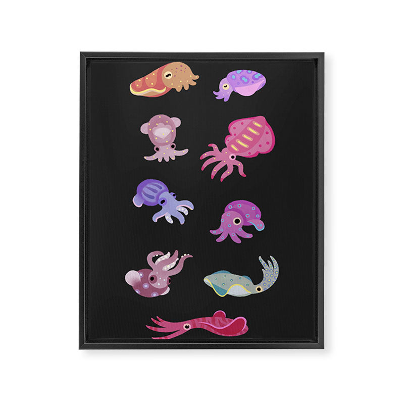 Squids - black Framed Canvas Print Gallery Image 8