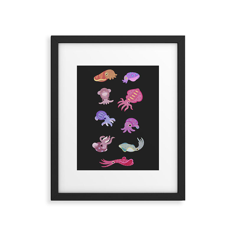 Squids - black Framed Art Print Gallery Image 6