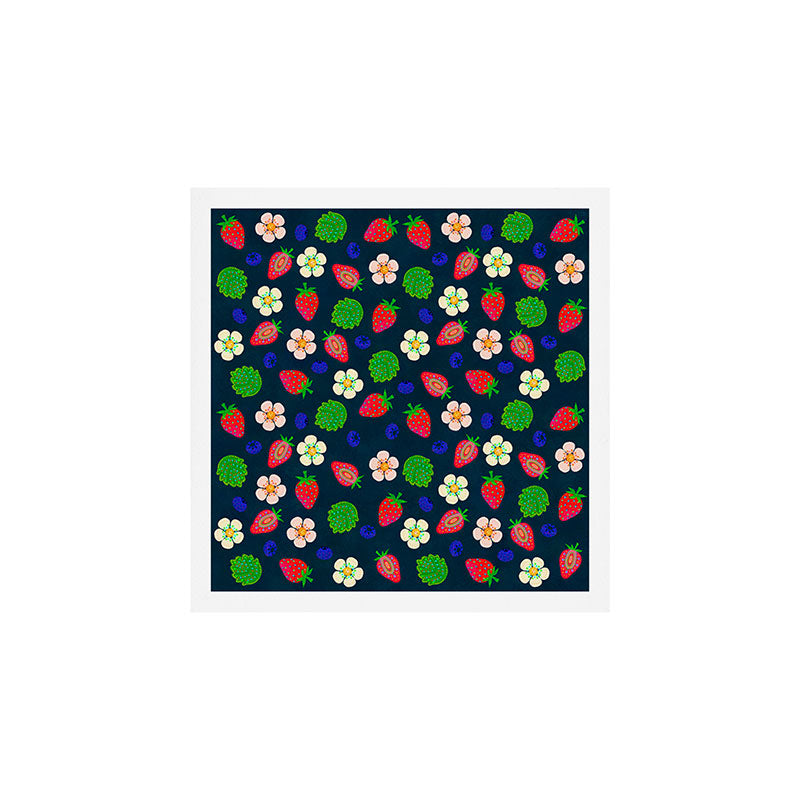 Strawberry magic - navy Art Print Gallery Image 1