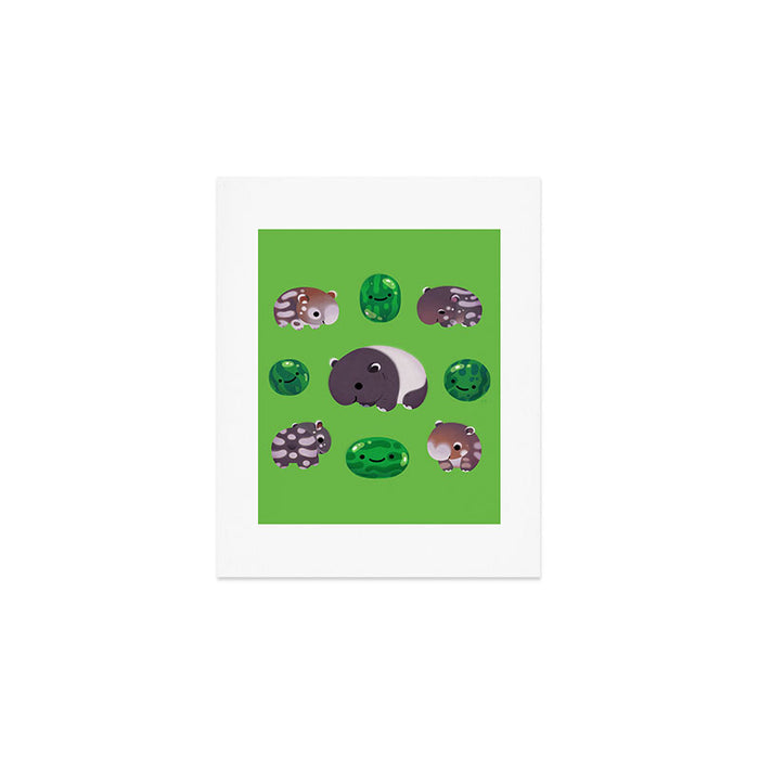 Tapir and baby watermelons Art Print Gallery Image 1