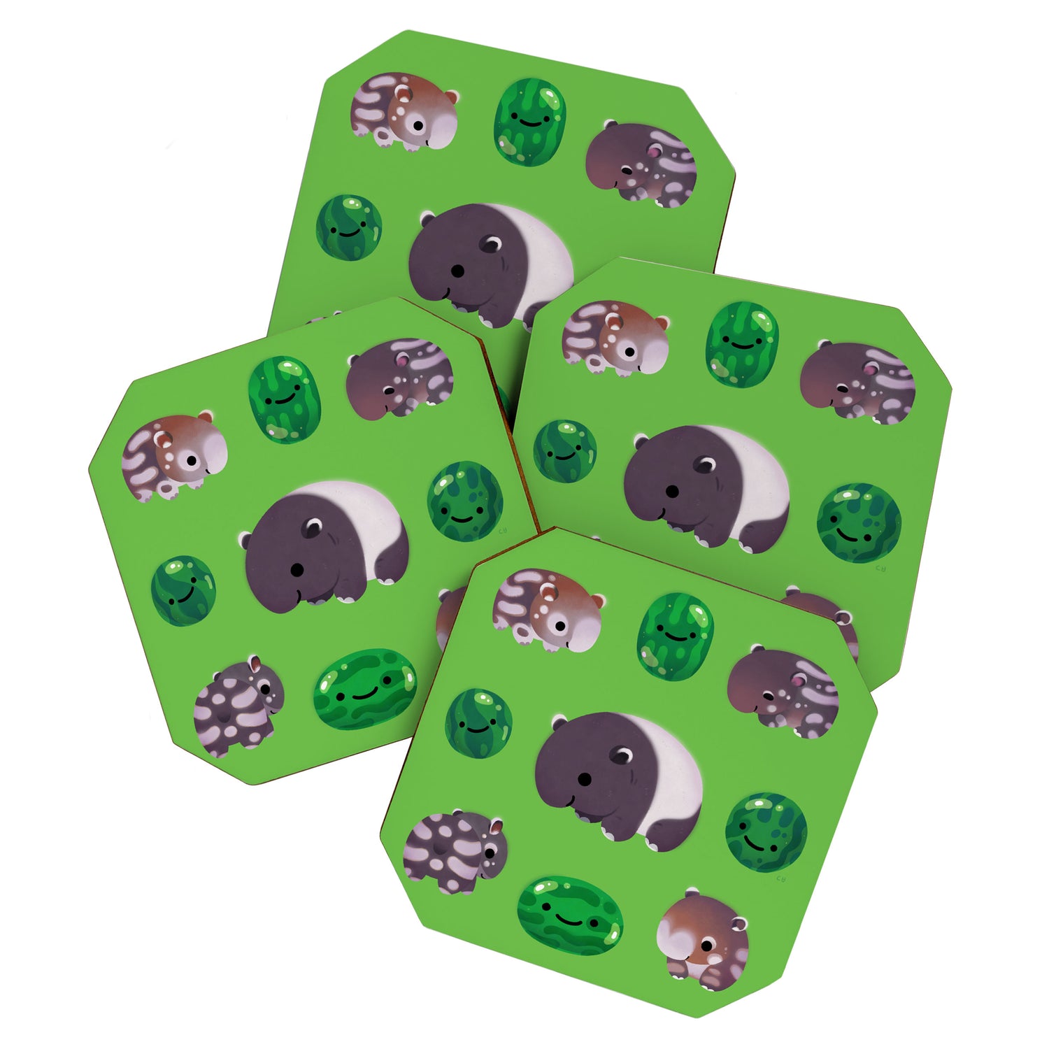 Tapir and baby watermelons Coaster Gallery Image 1
