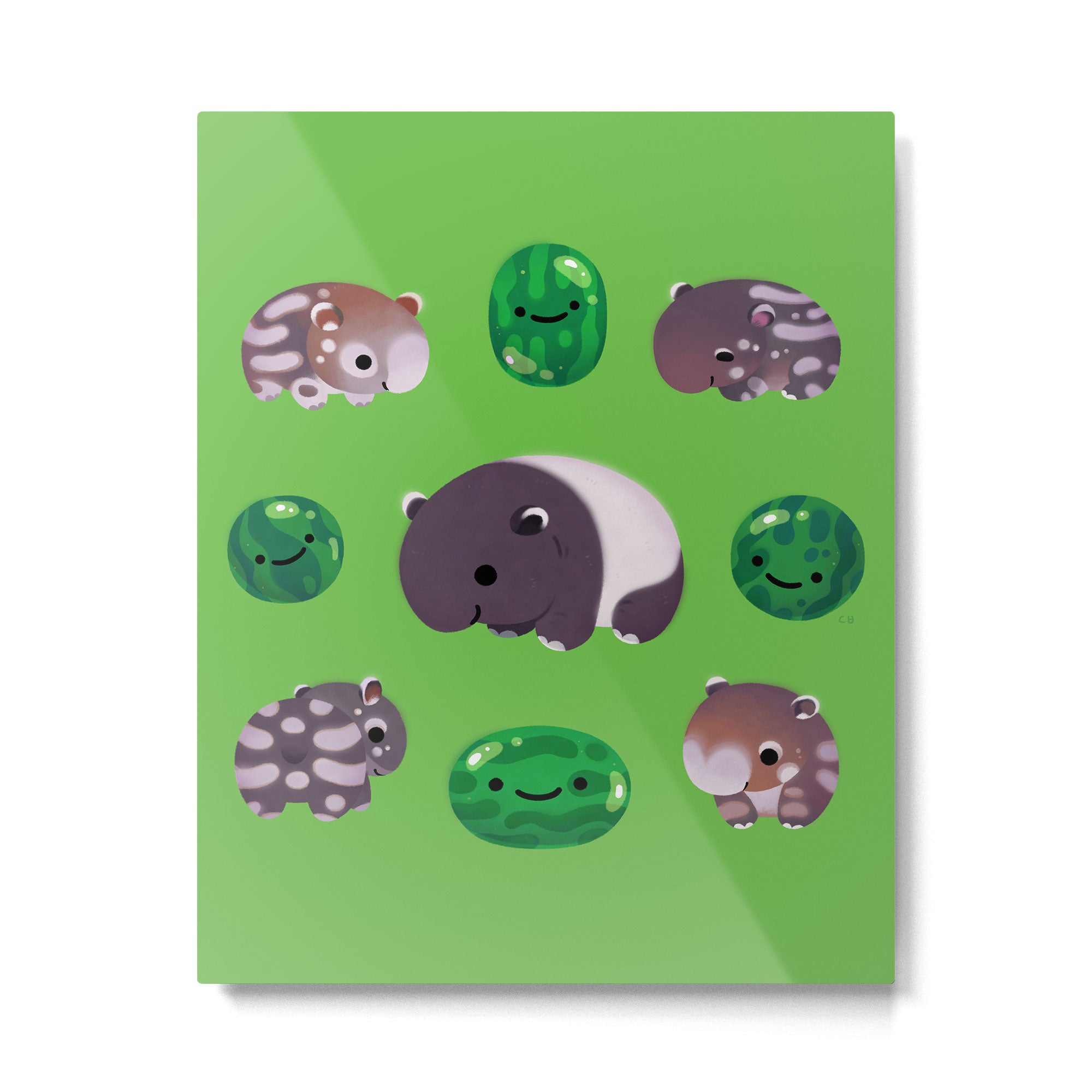 Tapir and baby watermelons Metal Print Gallery Image 6