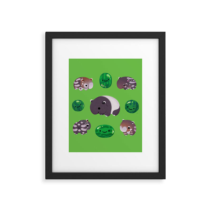 Tapir and baby watermelons Framed Art Print Gallery Image 6