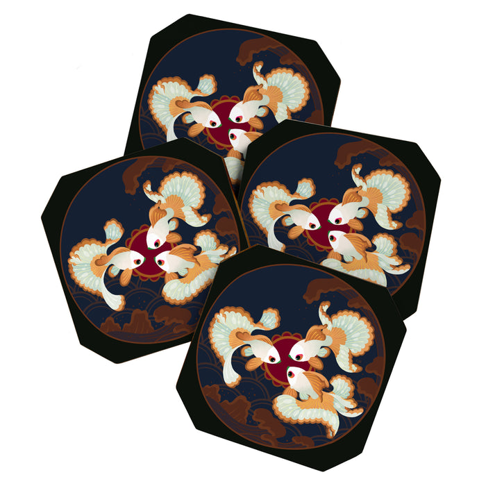 Three tosakin goldfish Coaster Gallery Image 1