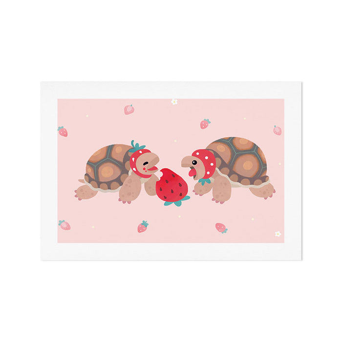 Tortoises love strawberries Art Print Gallery Image 1