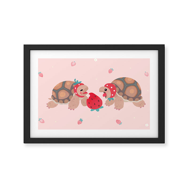 Tortoises love strawberries Framed Art Print Gallery Image 3