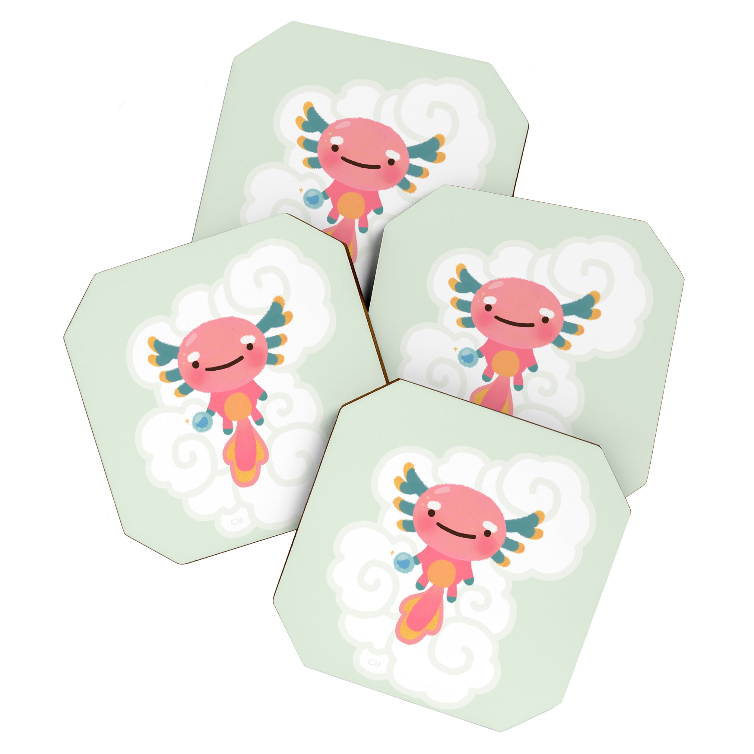 Umpearl - Axolotl with magic pearl Coaster Gallery Image 1