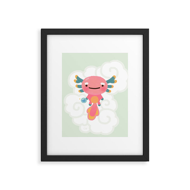 Umpearl - Axolotl with magic pearl Framed Art Print Gallery Image 6