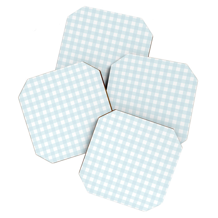 Baby blue gingham pattern Coaster Gallery Image 1