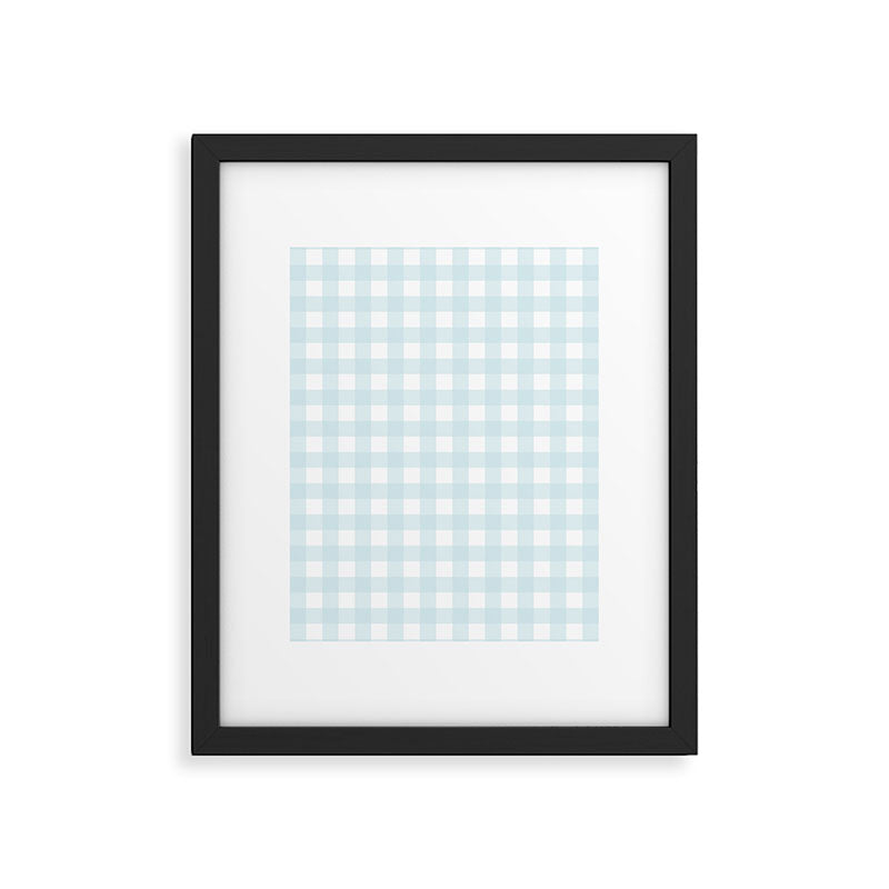 Baby blue gingham pattern Framed Art Print Gallery Image 6