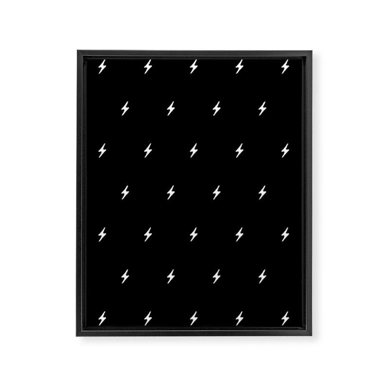 Black and White Lightning Bolt pattern Framed Canvas Print Gallery Image 8