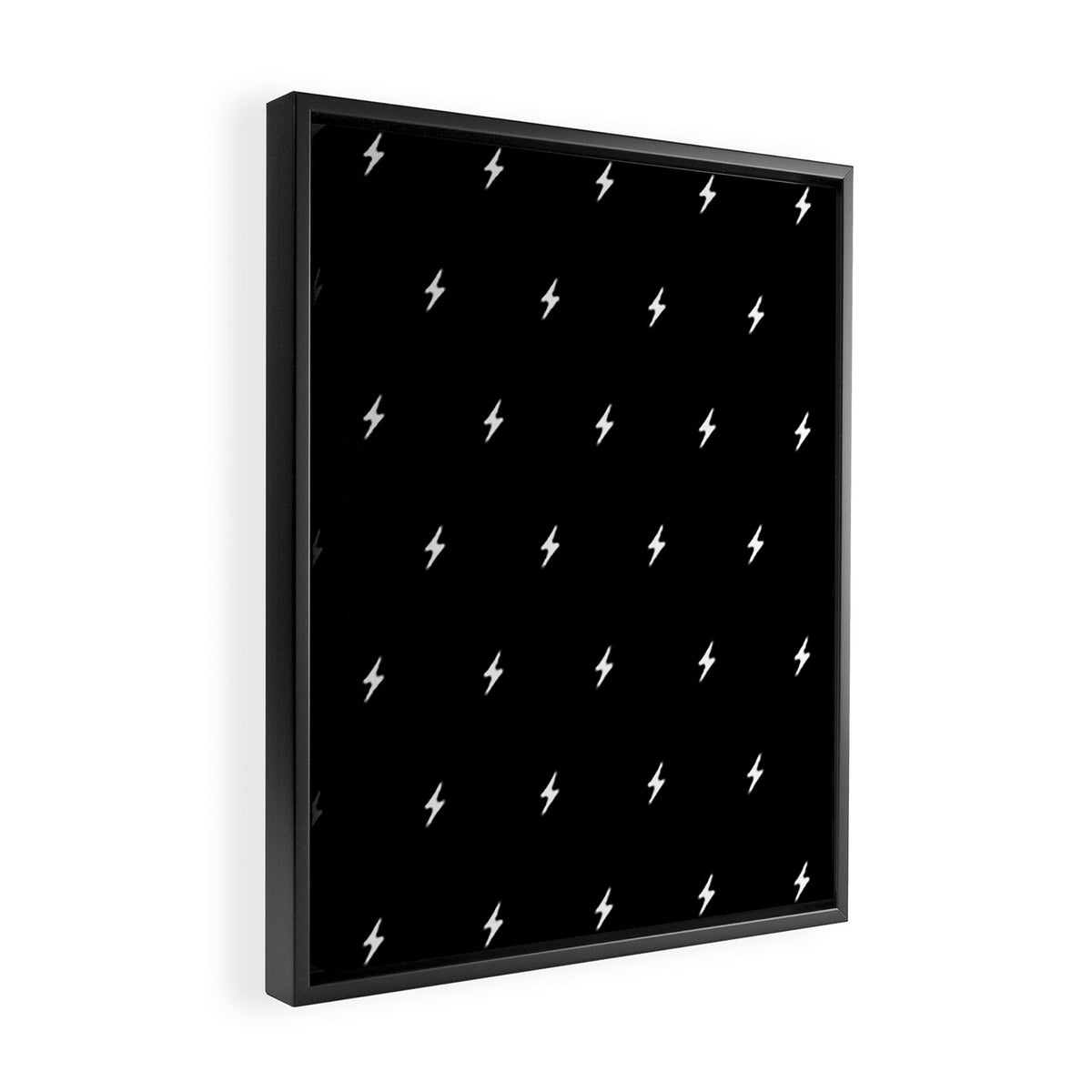 Black and White Lightning Bolt pattern Framed Canvas Print Gallery Image 2