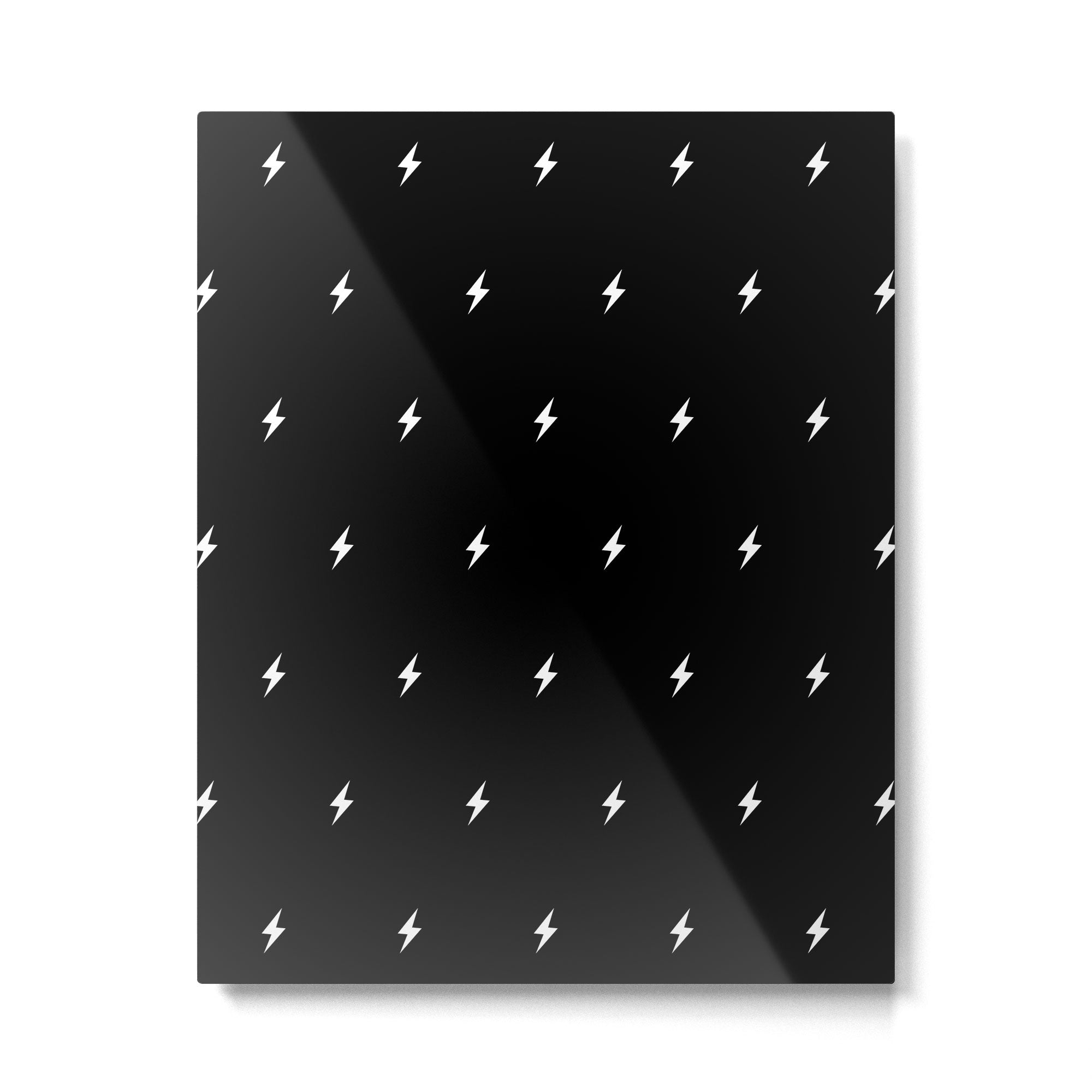 Black and White Lightning Bolt pattern Metal Print Gallery Image 6