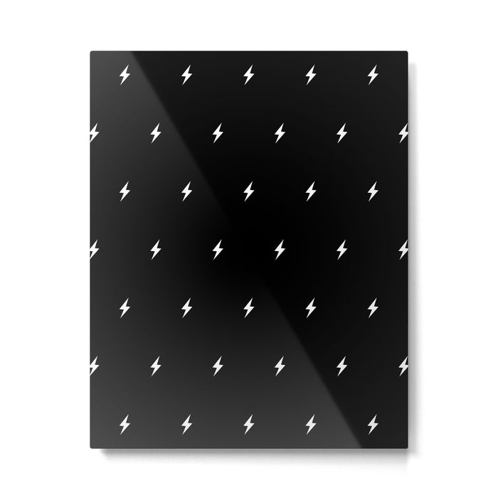 Black and White Lightning Bolt pattern Metal Print Gallery Image 1