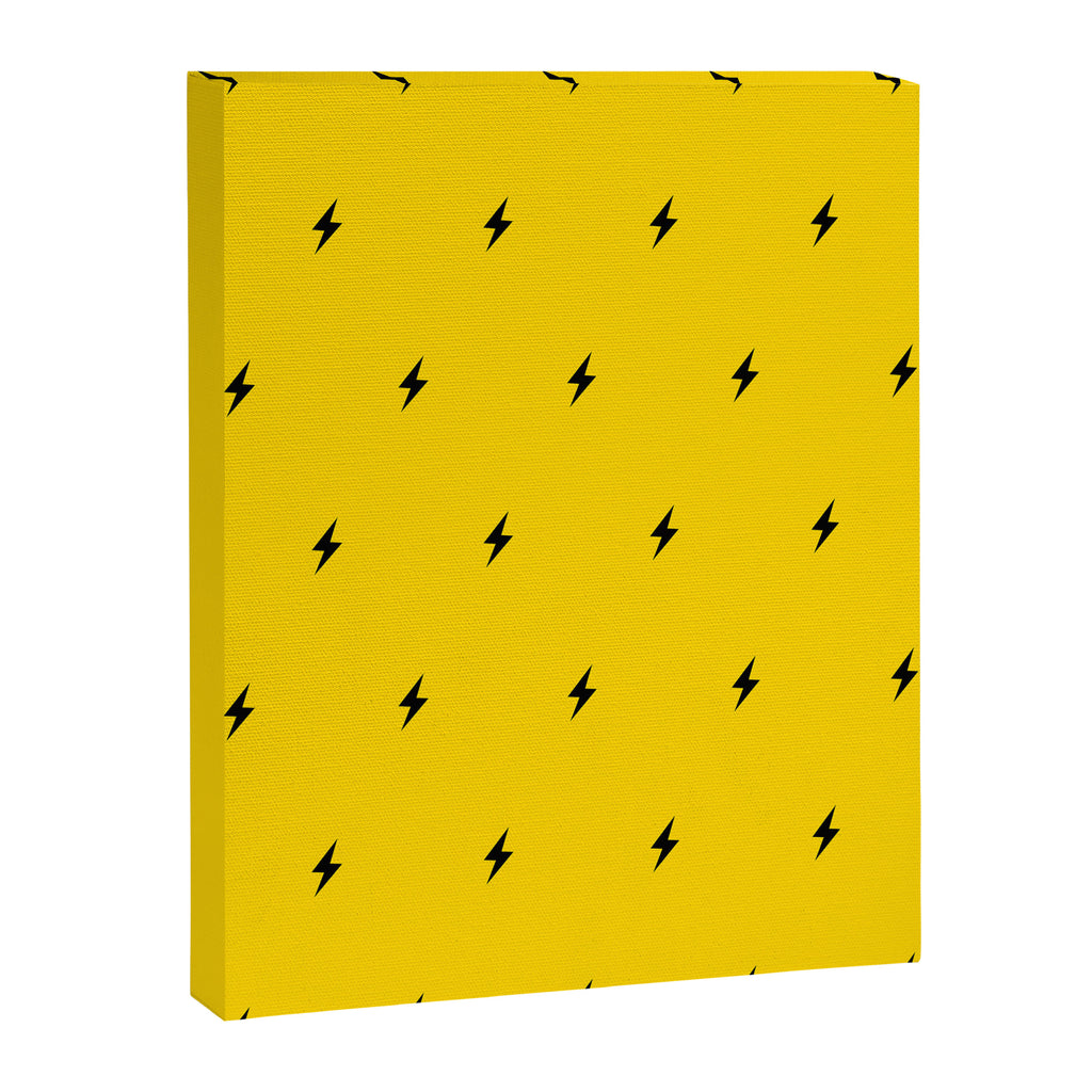Black Lightning Bolt pattern on Yellow background Canvas Print Gallery Image 8
