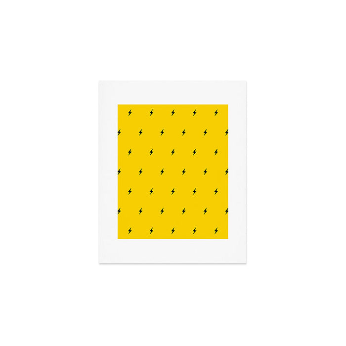 Black Lightning Bolt pattern on Yellow background Art Print Gallery Image 1