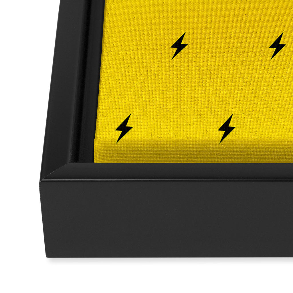 Black Lightning Bolt pattern on Yellow background Framed Canvas Print Gallery Image 3