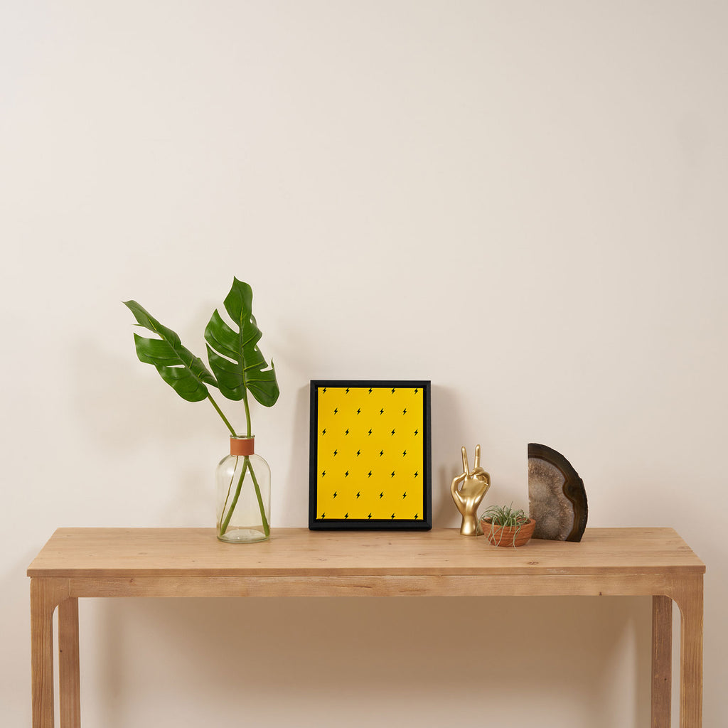 Black Lightning Bolt pattern on Yellow background Framed Canvas Print Gallery Image 4